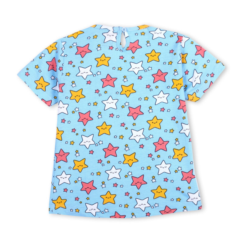 Stars Printed Cotton Night Suit For Girls | Blue