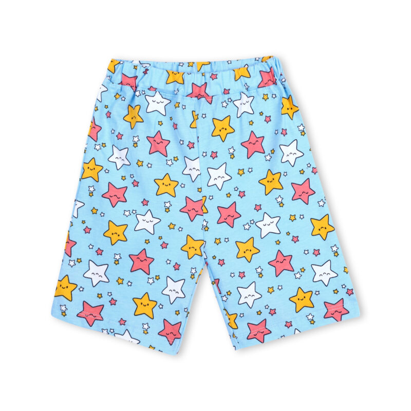 Stars Printed Cotton Night Suit For Girls | Blue