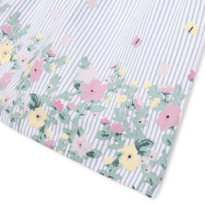 Flora Printed Cotton Grey Knotted Frock For Baby Girls